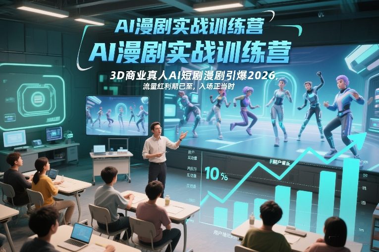 AI漫剧实战训练营，3D商业真人AI短剧漫剧引爆2026，流量红利期已至，入场正当时_天恒副业网