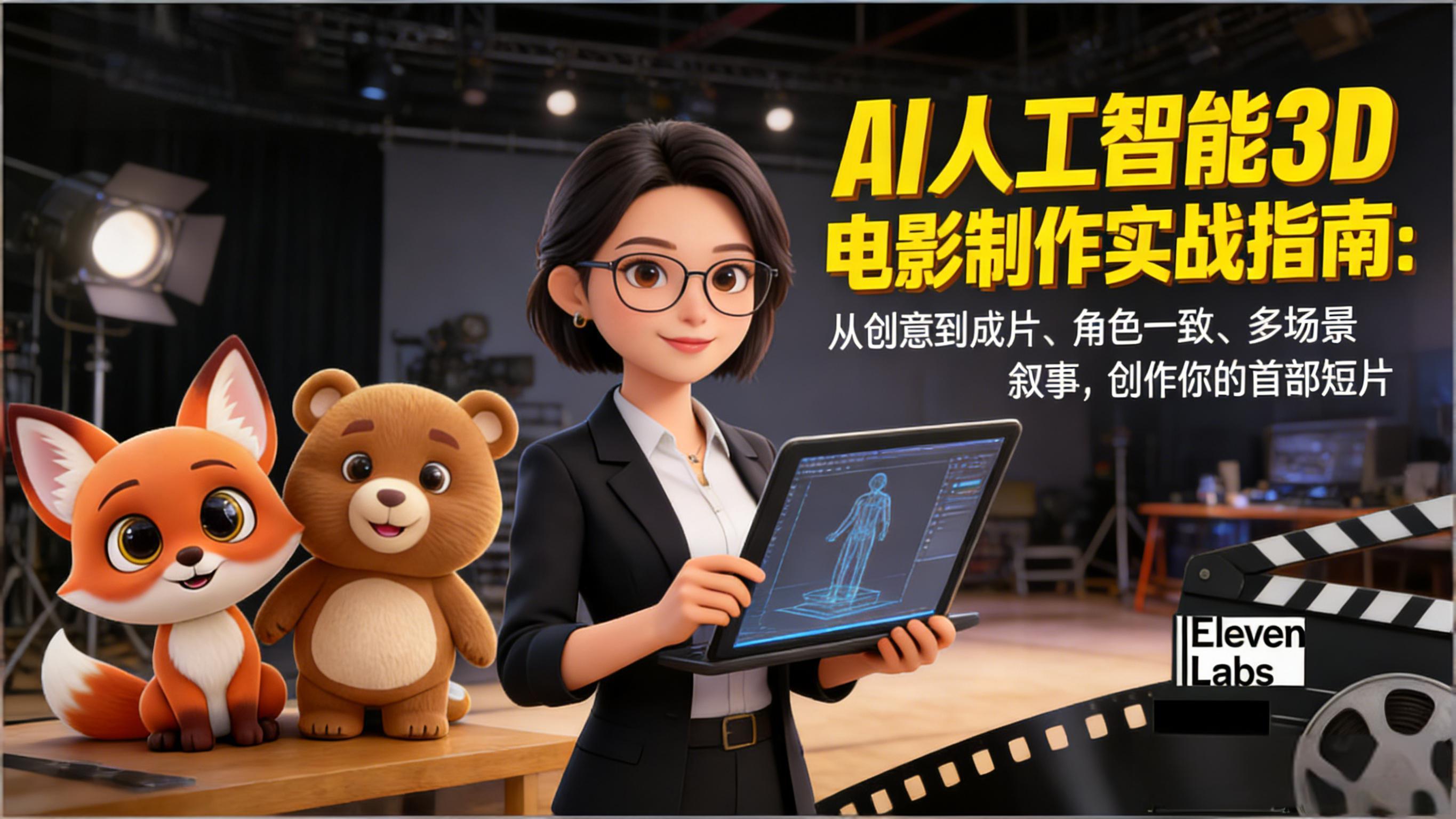 （17154期）AI人工智能3D电影制作实战指南：从创意到成片、角色一致、多场景叙事，创作你的首部短片