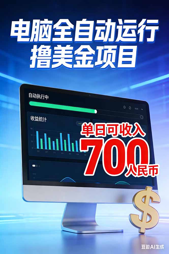 （17169期）2026年电脑全自动赚美金项目，单电脑日收益700+_天恒副业网