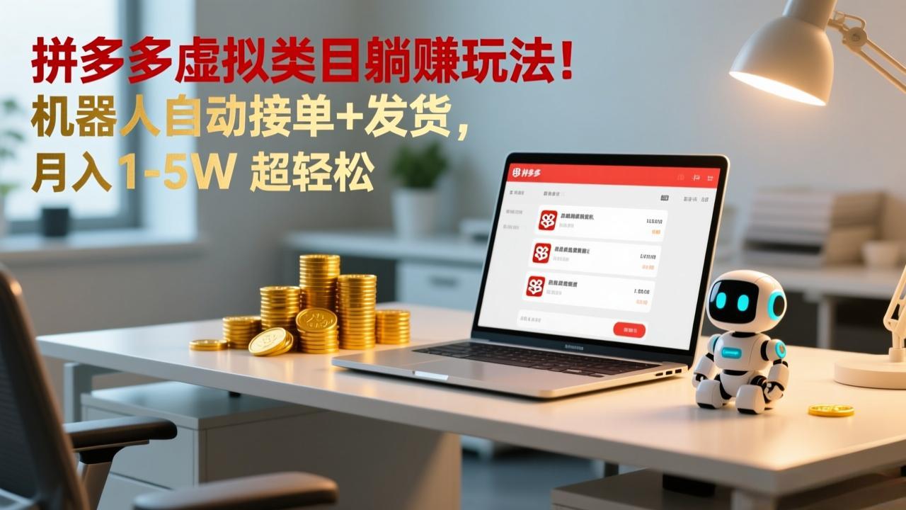 （17174期）多多虚拟类目躺赚玩法！机器人自动接单+发货，月入1-5W超轻松_天恒副业网