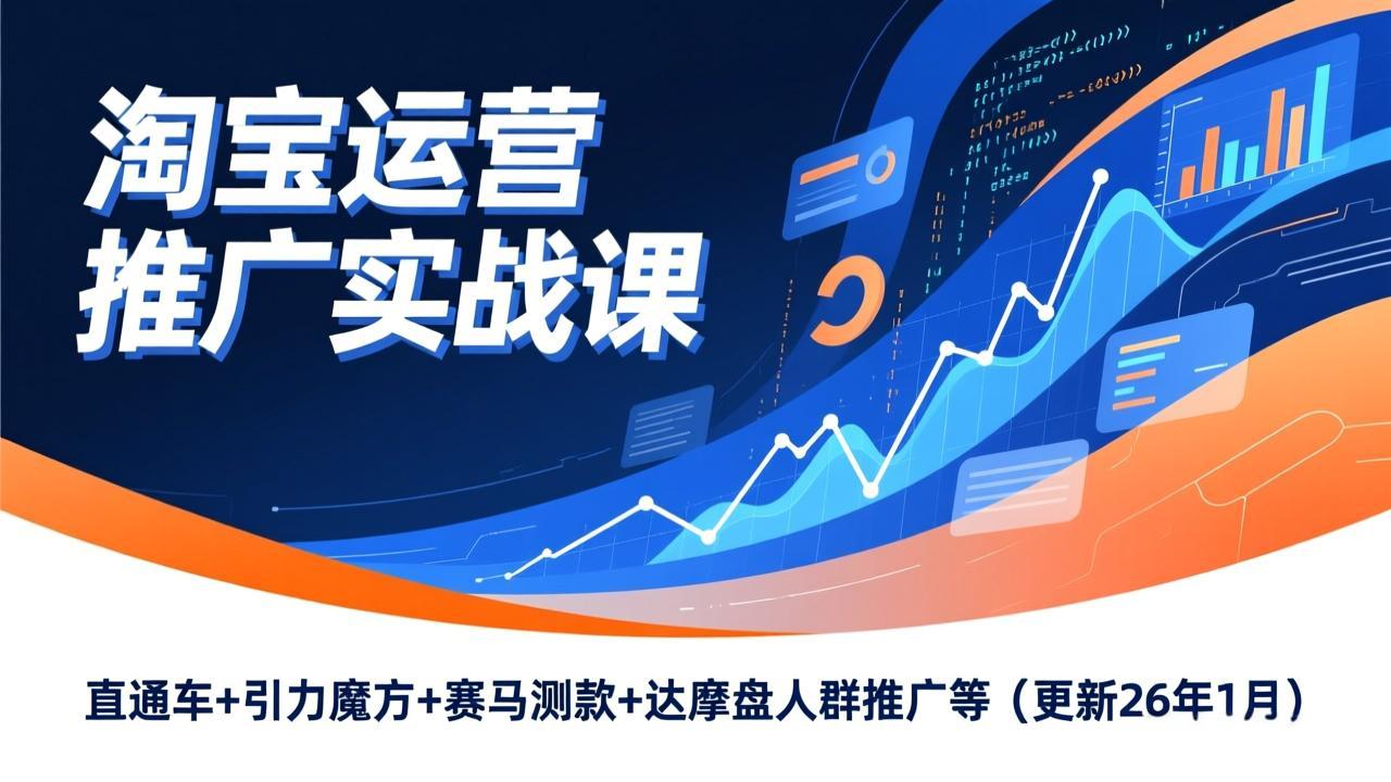 （17200期）淘宝运营推广实战课，直通车+引力魔方+赛马测款+达摩盘人群推广等（更新26年1月）_天恒副业网