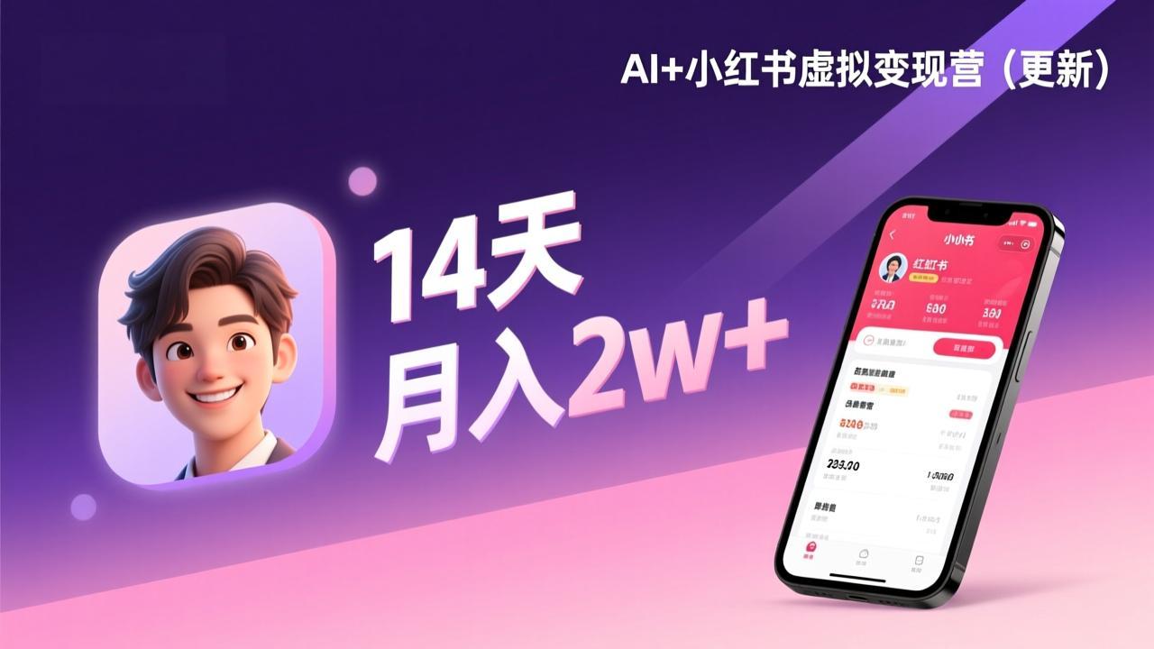 AI+小红书虚拟变现营(更新),14天掌握选品、笔记、成交,打造自动化月入2w+事业_天恒副业网