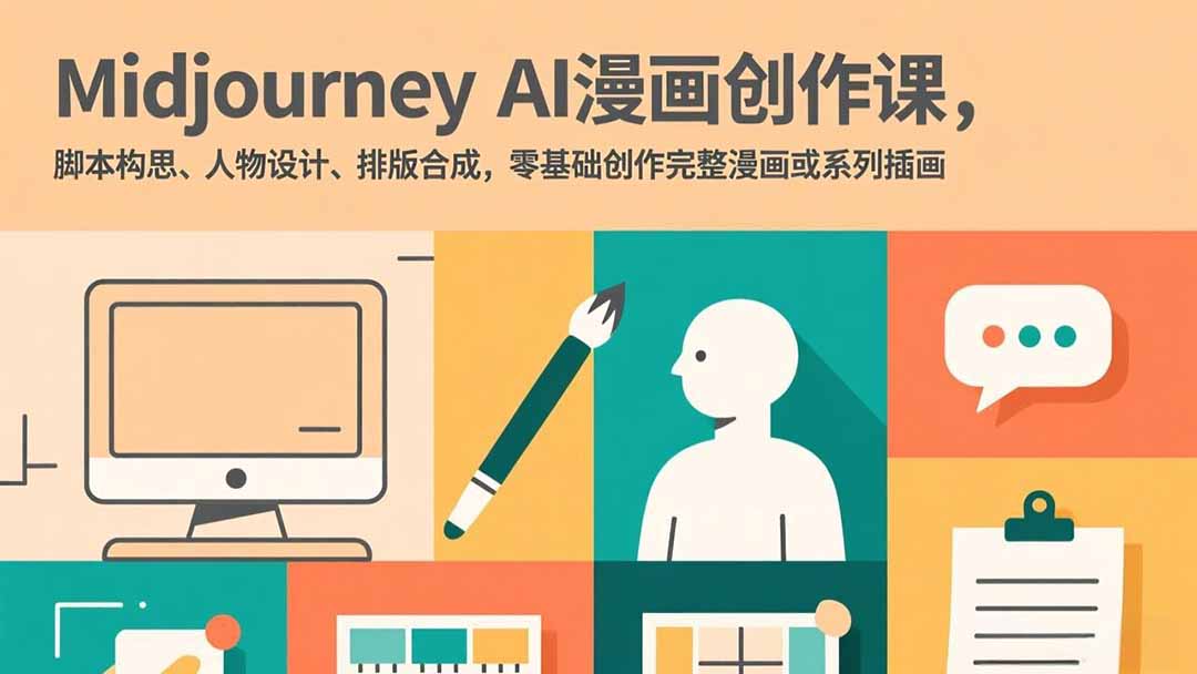 Midjourney AI漫画创作课，脚本构思、人物设计、排版合成，零基础创作完整漫画或系列插画_天恒副业网