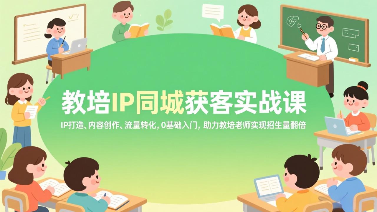 教培IP同城获客实战课，IP打造、内容创作、流量转化，0基础入门，助力教培老师实现招生量翻倍_天恒副业网