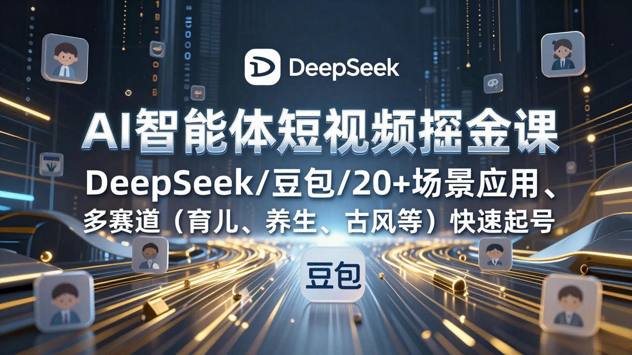 AI智能体短视频掘金课，DeepSeek/豆包/20+场景应用、多赛道（育儿、养生、古风等）快速起号_天恒副业网