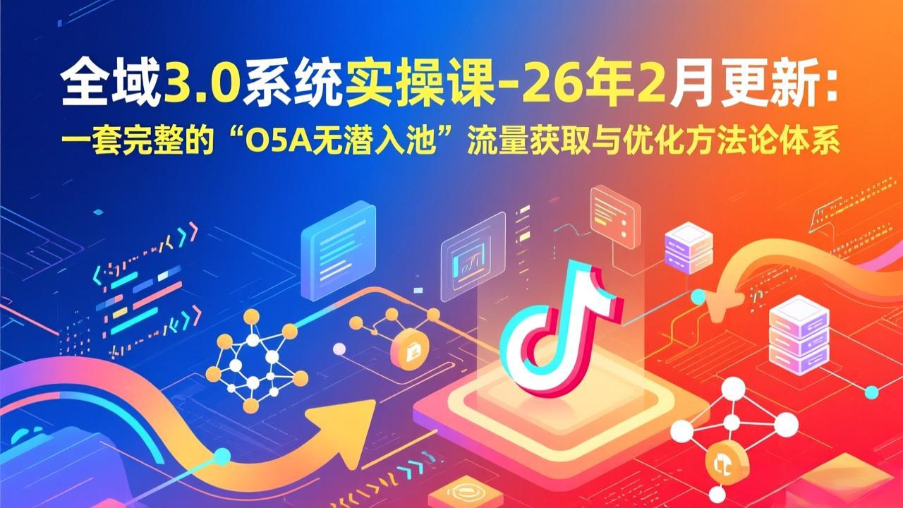 全域3.0系统实操课-26年2月更新：一套完整的“O5A无潜入池”流量获取与优化方法论体系_天恒副业网