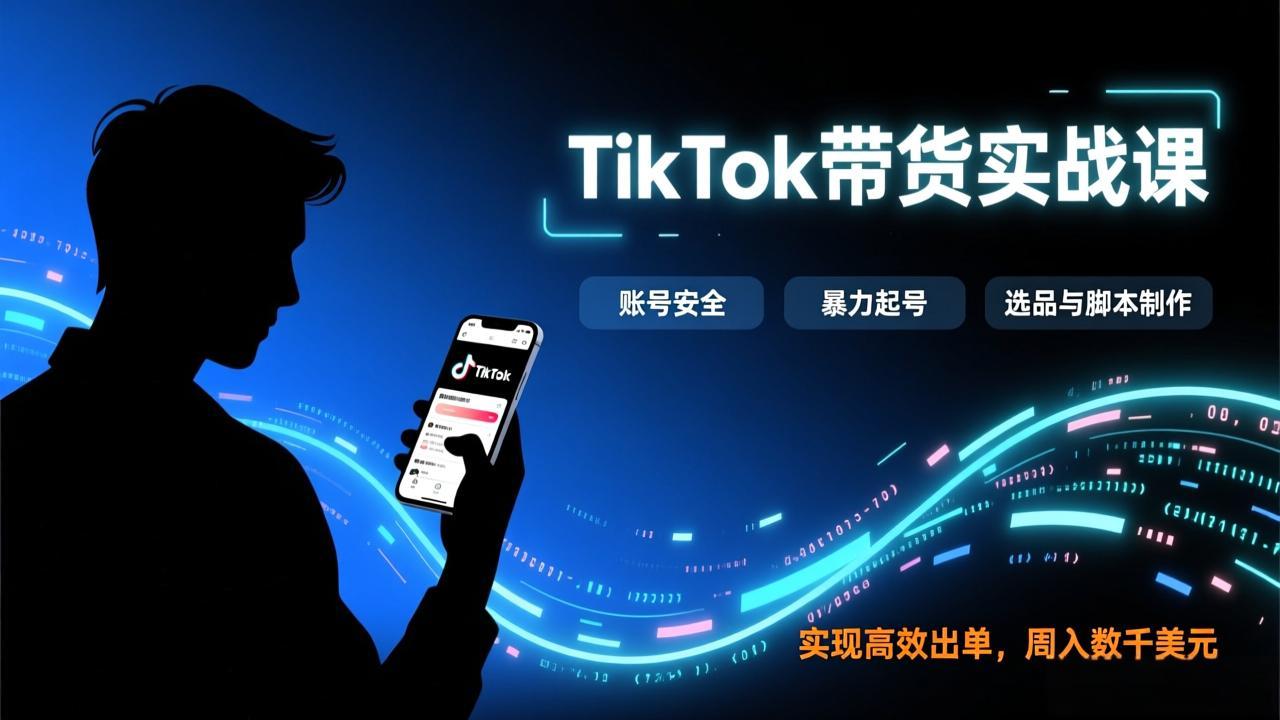 (17278期)TikTok带货实战课,涵盖账号安全、暴力起号、选品与脚本制作,实现高效出单,周入数千美元_天恒副业网