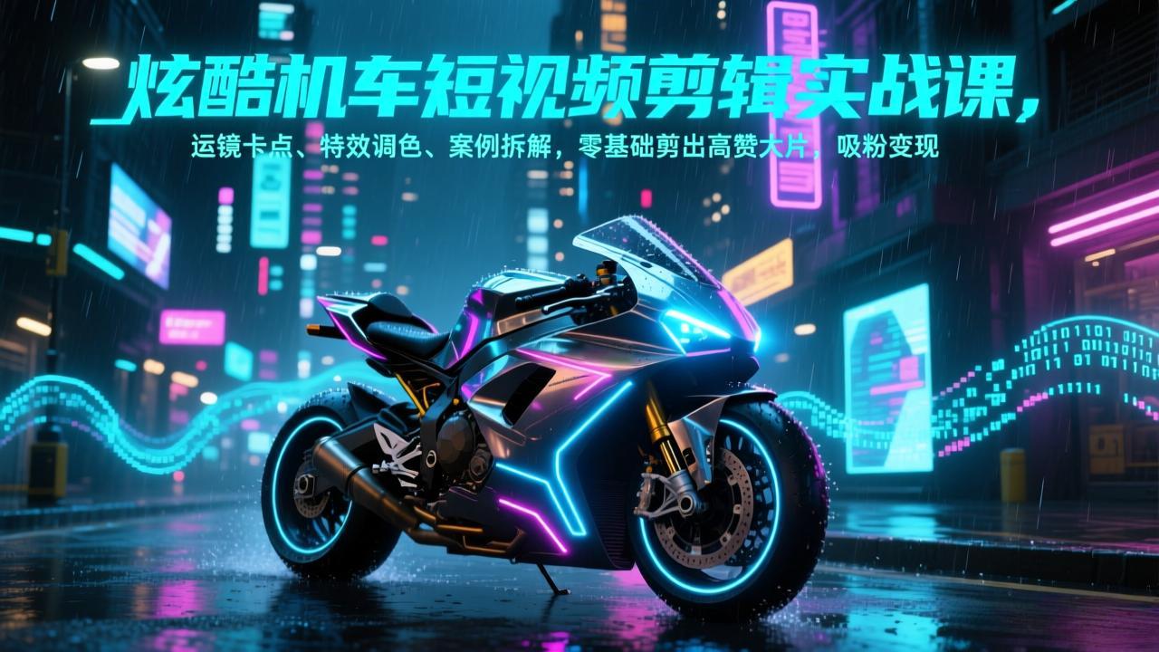 （17304期）炫酷机车短视频剪辑实战课，运镜卡点、特效调色、案例拆解，零基础剪出高赞大片，吸粉变现_天恒副业网