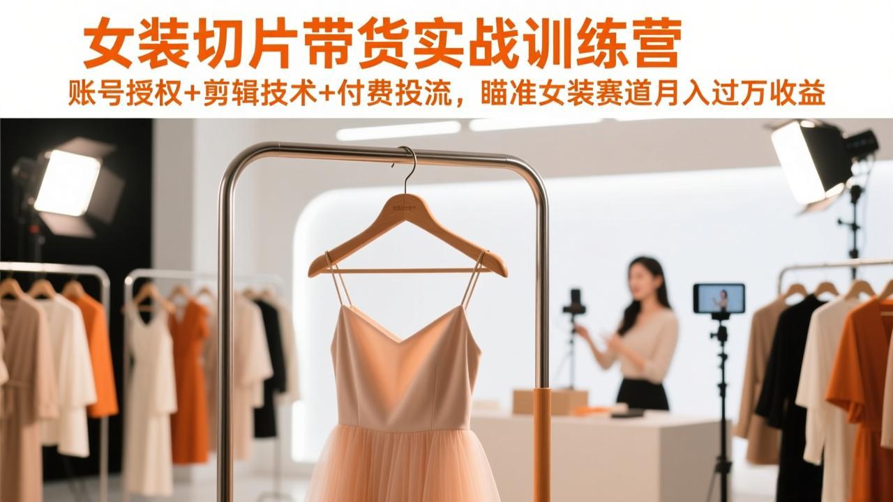（17357期）女装切片带货实战训练营，账号授权+剪辑技术+付费投流，瞄准女装赛道月入过万收益_天恒副业网