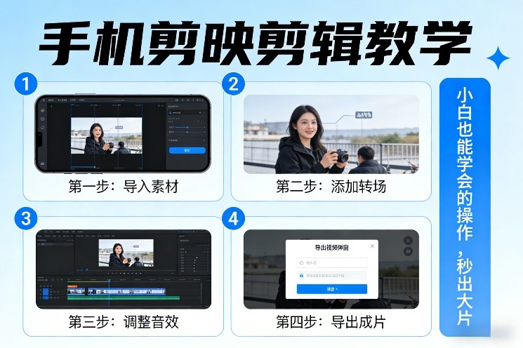 手机剪映剪辑教学，小白也能学会的操作，秒出大片_天恒副业网