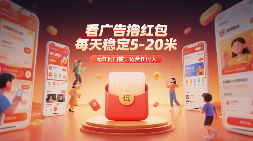 看广告撸红包，每天稳定5-20米，无任何门槛，适合任何人_天恒副业网