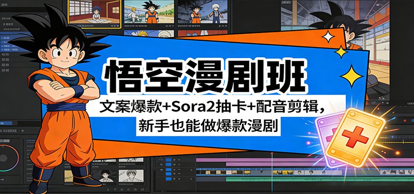 悟空漫剧班:文案爆款+Sora2抽卡+配音剪辑,新手也能做爆款漫剧_天恒副业网