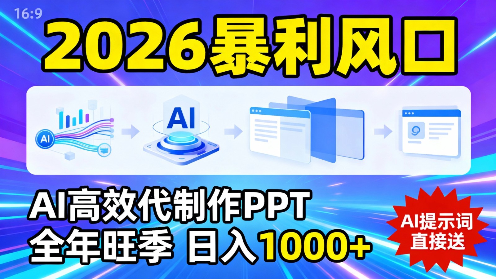 2026暴利！用AI高效代制作PPT，全年旺季，日入1000+，提示词直接送！_天恒副业网