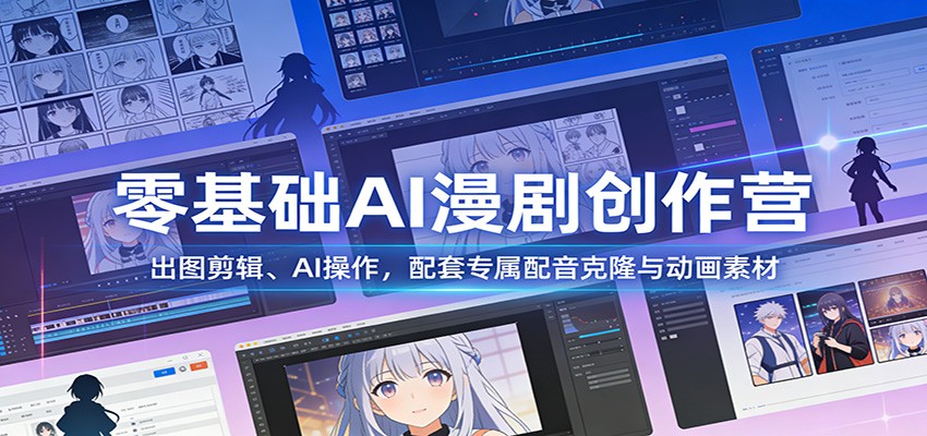 零基础AI漫剧创作营：出图剪辑、AI操作，配套专属配音克隆与动画素材_天恒副业网